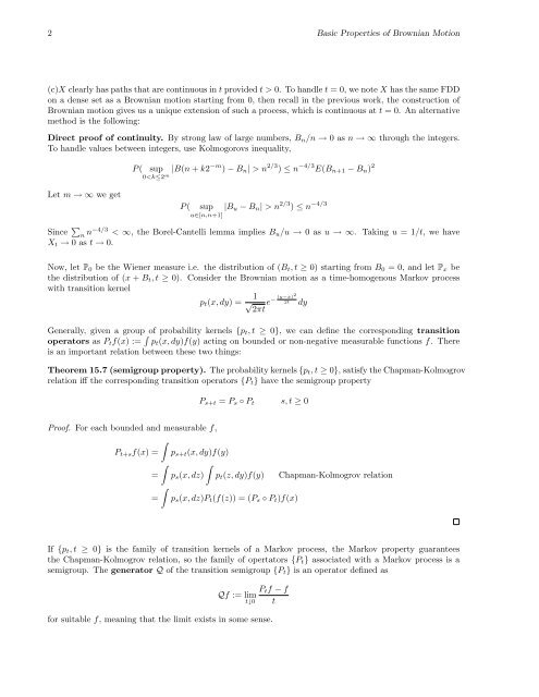 Basic Properties of Brownian Motion