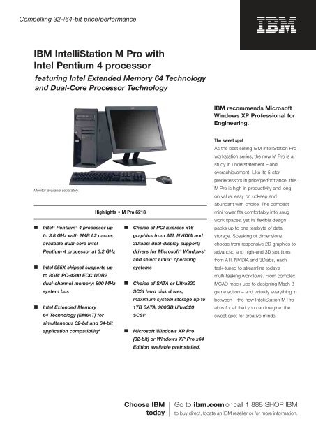 IBM IntelliStation M Pro with Intel Pentium 4 processor