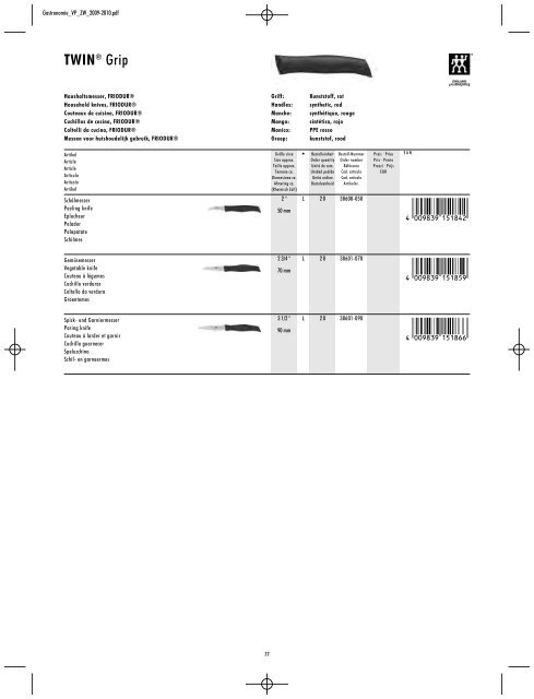 ZWILLING Preisliste - Nicolai GmbH