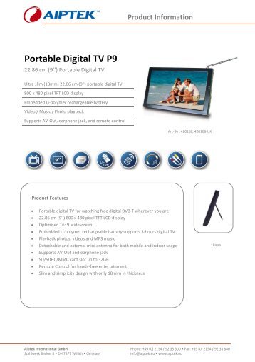 Portable Digital TV P9 - Aiptek