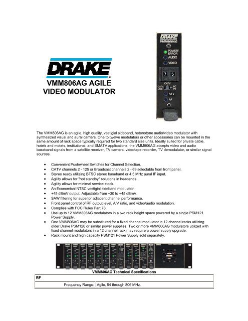 Module Vidéo DRAKE VMM806AG - Occasion, En état De Fonctionnement