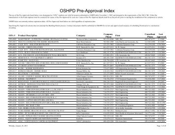 OSHPD Pre-Approval Index - Office of Statewide Health Planning ...