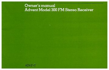 Owner's mcmuai Advent Model 300 FM Stereo Receiver