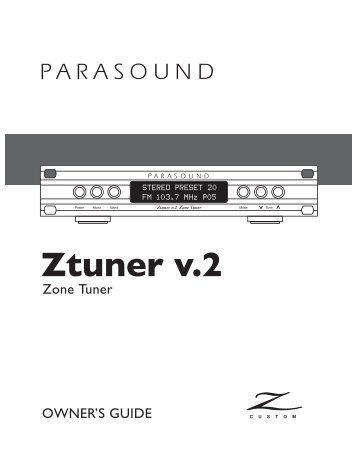 Ztuner v.2 Owner's Guide - Parasound