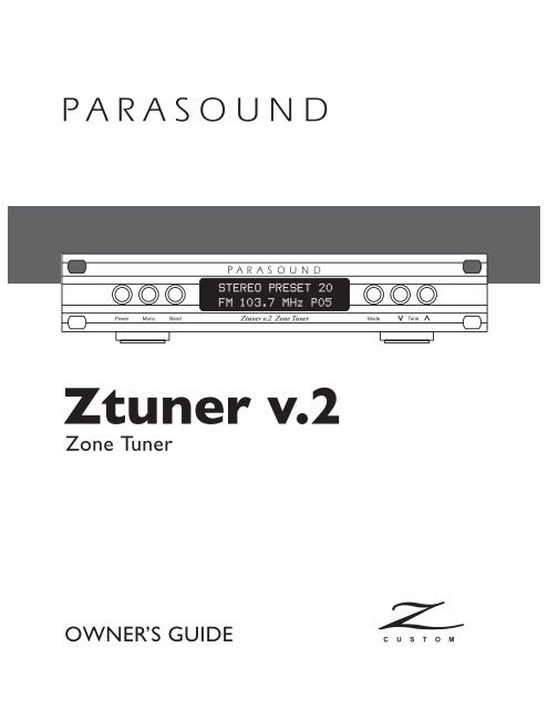 Ztuner v.2 Owner's Guide - Parasound