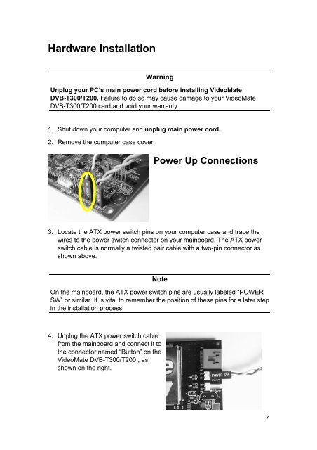 VideoMate DVB-T300/T200 PCI Tuner Card Start Up Guide
