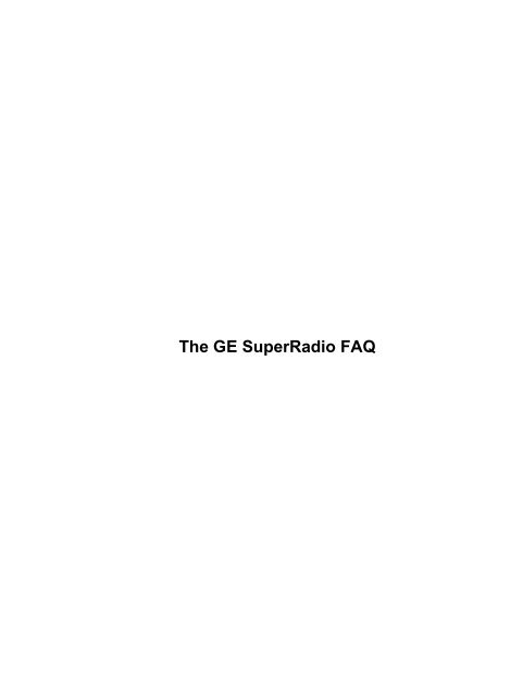 The GE SuperRadio FAQ - David Moisan's Web Site