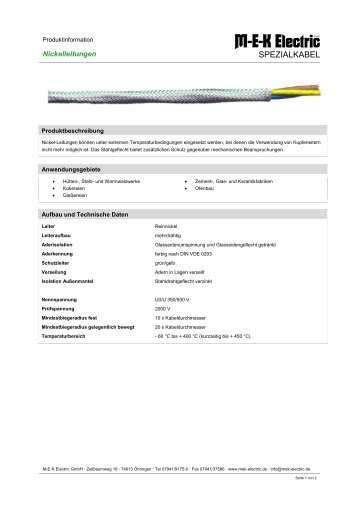 Nickel-Leitungen [PDF] - M-E-K Electric GmbH