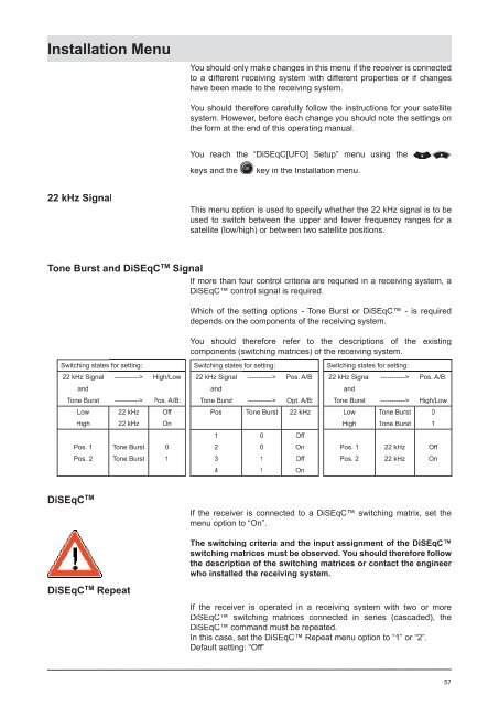 9362705b, Operating Manual UFD 170 DVB-S Receiver ... - Kathrein