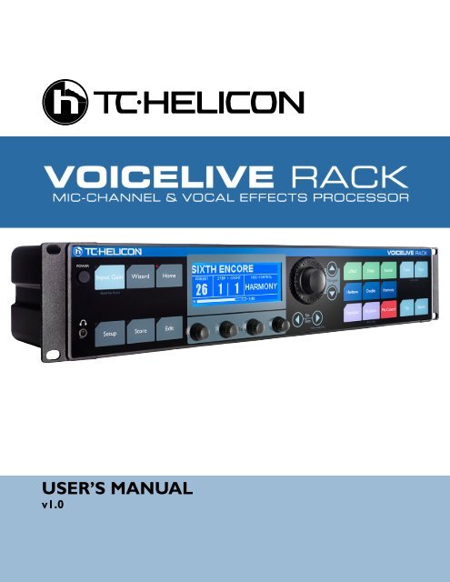 VoiceLive Rack Full User's Manual - TC-Helicon