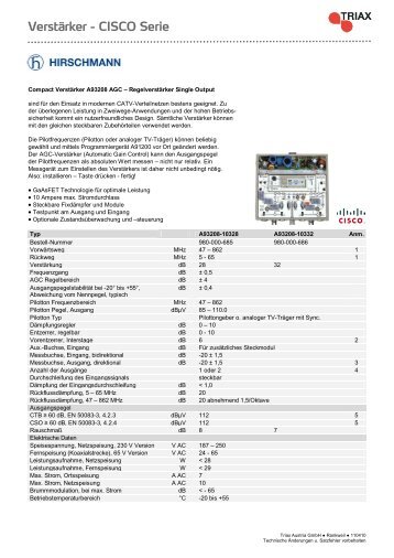 Compact Verstärker 93208 AGC Single Output - Triax