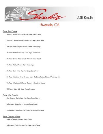 SB 2011 Results Riverside - Showbiz National Talent!