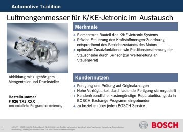 Luftmengenmesser für K/KE-Jetronic im Austausch - Bosch ...