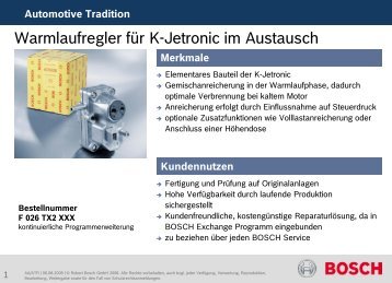 Warmlaufregler für K-Jetronic im Austausch - Bosch Automotive ...