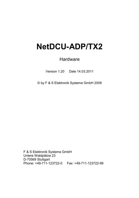 NetDCU-ADP/TX2 - F&S Elektronik Systeme GmbH.