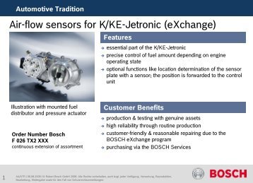 Air-flow sensors for K/KE-Jetronic (eXchange) - Bosch Automotive ...