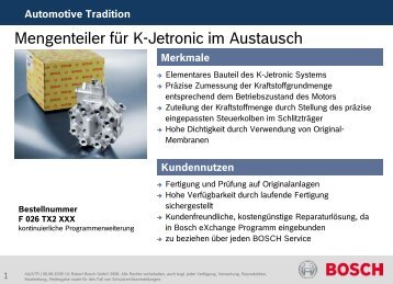 Mengenteiler für K-Jetronic im Austausch - Bosch Automotive Tradition