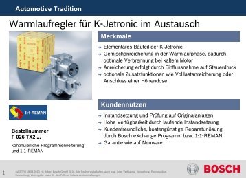 Warmlaufregler für K-Jetronic im Austausch - Bosch Automotive ...