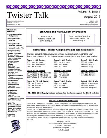 Twister Talk - Carroll County Public Schools