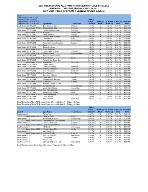 2012 international all star championship practice schedule