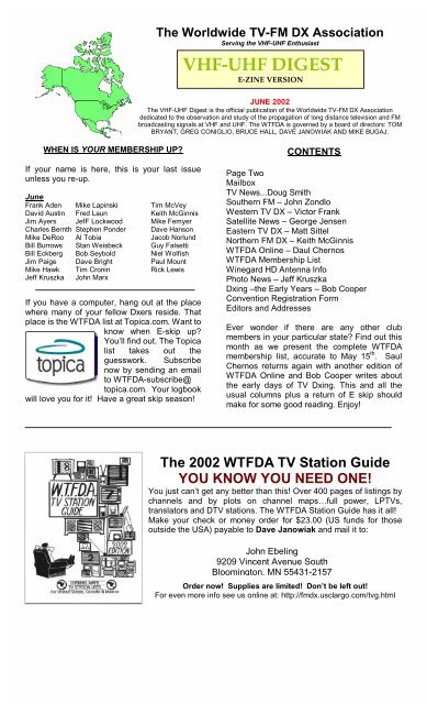 VHF-UHF DIGEST - WTFDA.org