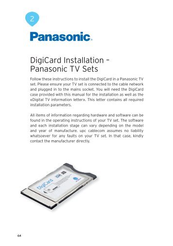 DigiCard Installation – Panasonic TV Sets - upc cablecom