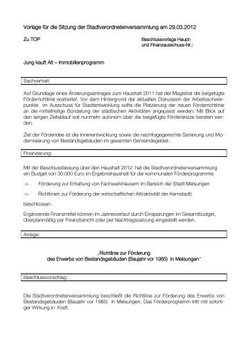 Beschlußvorlage StVO-Versammlung - Melsungen