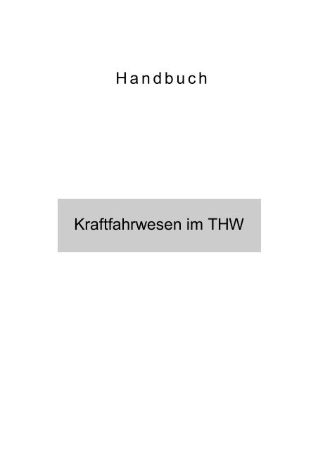 THW-Handbuch Kraftfahrwesen im THW - THW OV Friedberg / Hessen