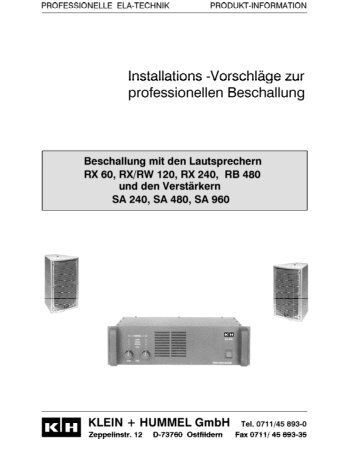 Installationsvorschläge zur professionellen Beschallung - Neumann