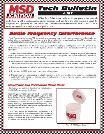 Tech Bulletin # 107 Radio Frequency Interference - MSD Ignition