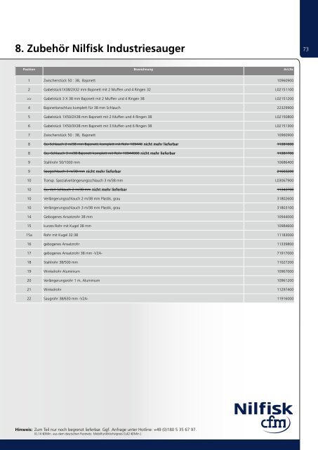 Nilfisk-CFM Zubehörkatalog