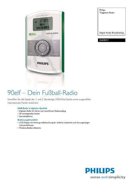 DA9011/02 Philips Tragbares Radio