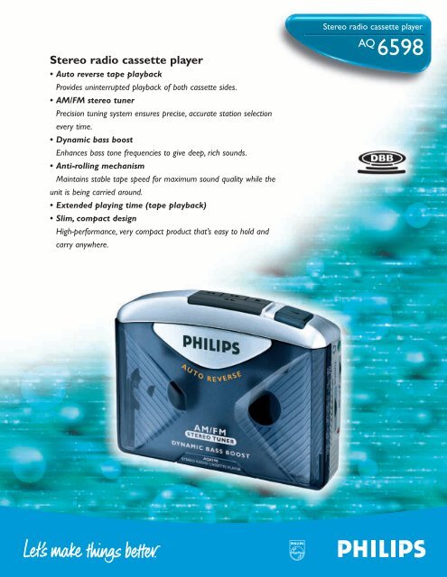 Stereo radio cassette player AQ - Philips