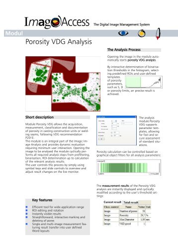 Porosity VDG Analysis - Imagic Bildverarbeitung AG