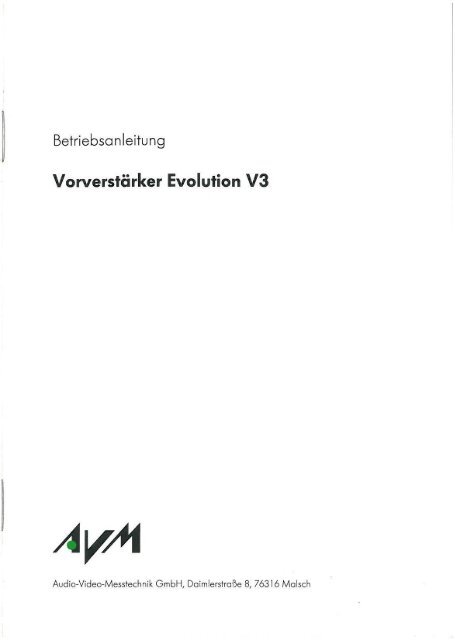 Vorverstärker Evolution V3 - AVM Audio