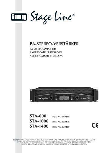 STA-600 PA-STEREO-VERSTÃ„RKER - Monacor