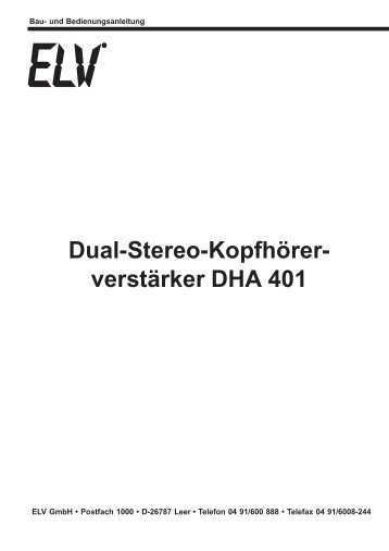 Dual-Stereo-Kopfhörer- verstärker DHA 401 - ELV