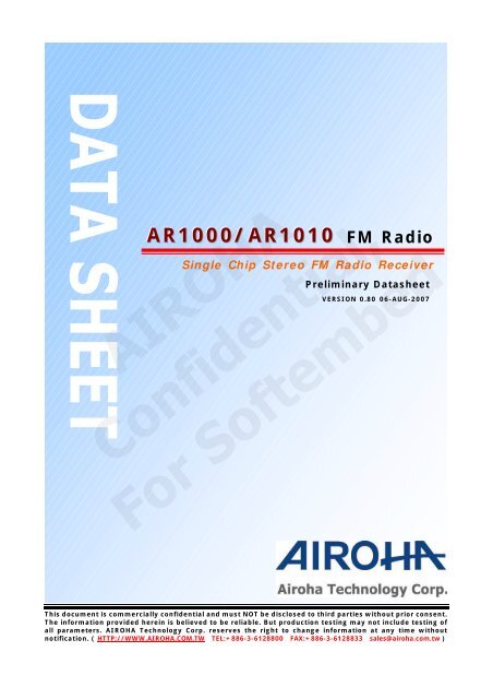 AR1000/AR1010 FM Radio - Rockbox