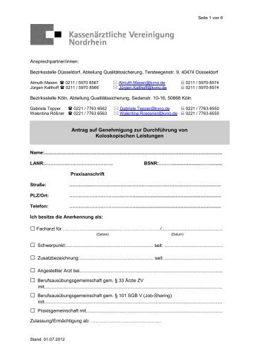 Antragsformular (100 KB) - Kassenärztliche Vereinigung Nordrhein