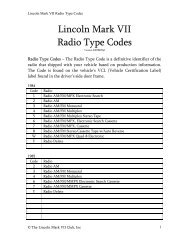 Lincoln Mark VII Radio Type Codes - The Lincoln Mark VII Club