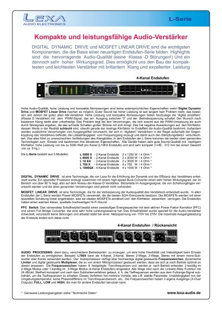 Prospekt de.cdr - LEXA AUDIO ELECTRONIC / Designed & Made in ...