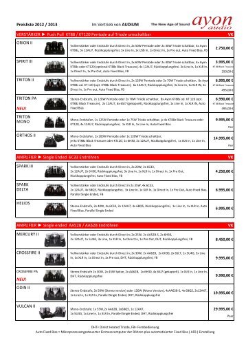 Preisliste 2012 / 2013 Im Vertrieb von AUDIUM VERSTÄRKER Push ...