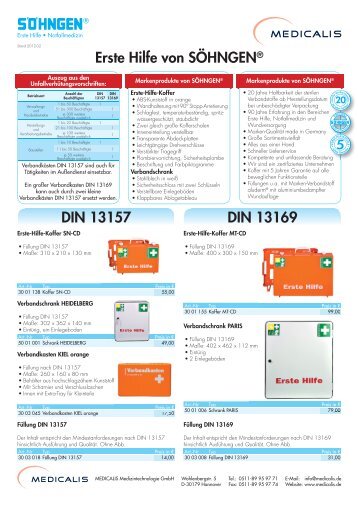 SÖHNGEN Arbeitsmedizinische Notfallausstattung (PDF ... - Medicalis