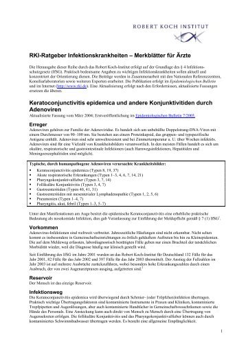 RKI-Ratgeber Infektionskrankheiten – Merkblätter für Ärzte