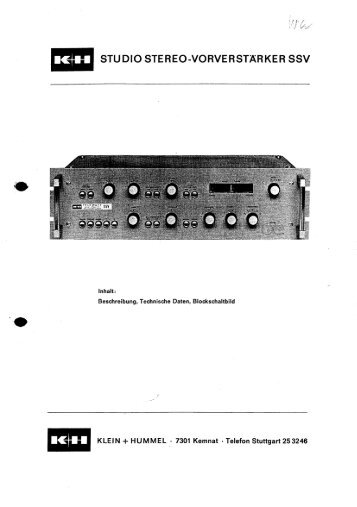 STUDIO STEREO-VORVERSTÄRKER SSV - Neumann