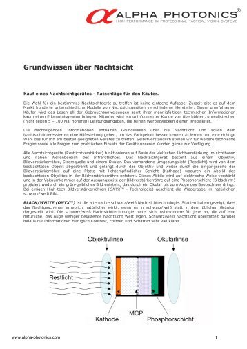 Grundwissen über Nachtsicht - ALPHA PHOTONICS