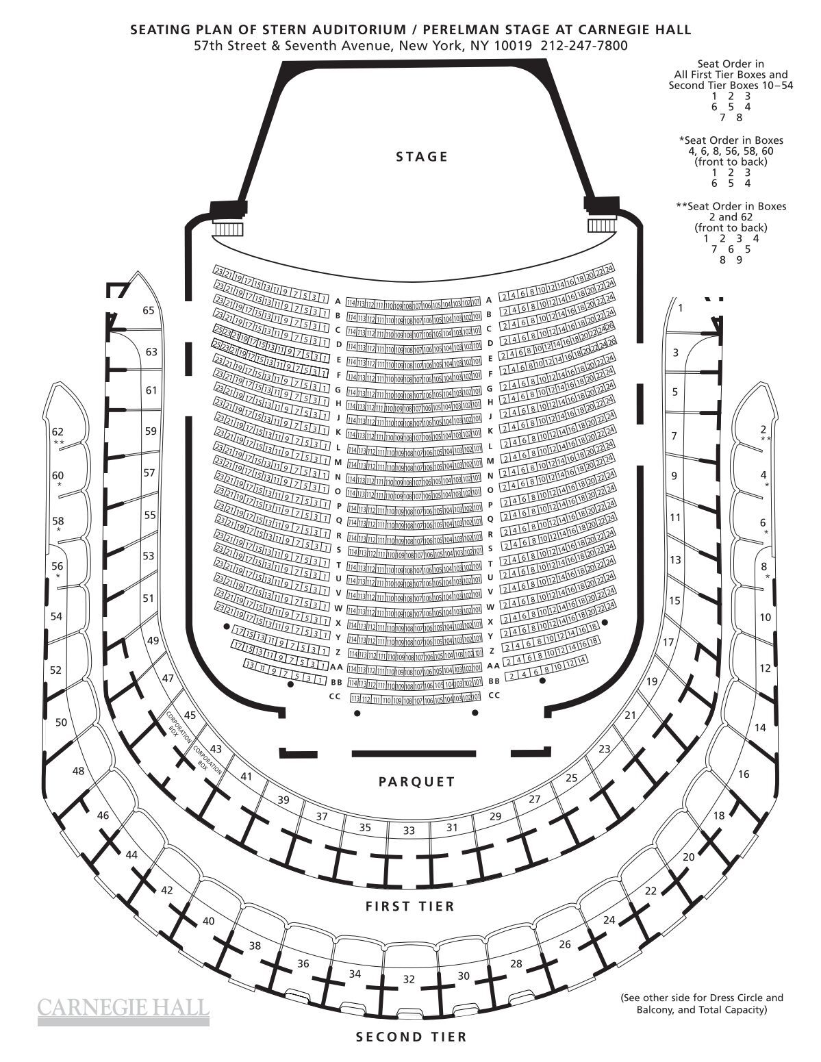 Stern Seating Chart Carnegie Hall