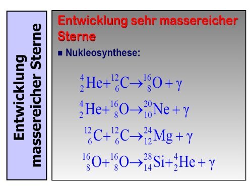 Gleichgewichts- Phasen im Leben eines Sterns