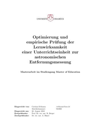 Masterarbeit zur Unterrichtseinheit - Didaktik - Universität Osnabrück