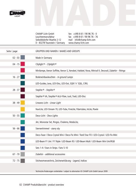 LEUChTEn mAdE in GErmAny - CHAMP Licht